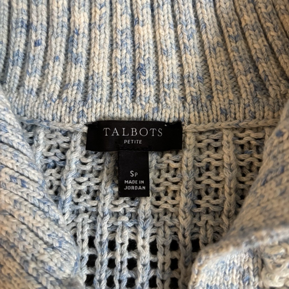 Talbots Womens Small Petite Open Knit 100% Cotton Sweater Long Sleeve Pullover - Picture 5 of 7